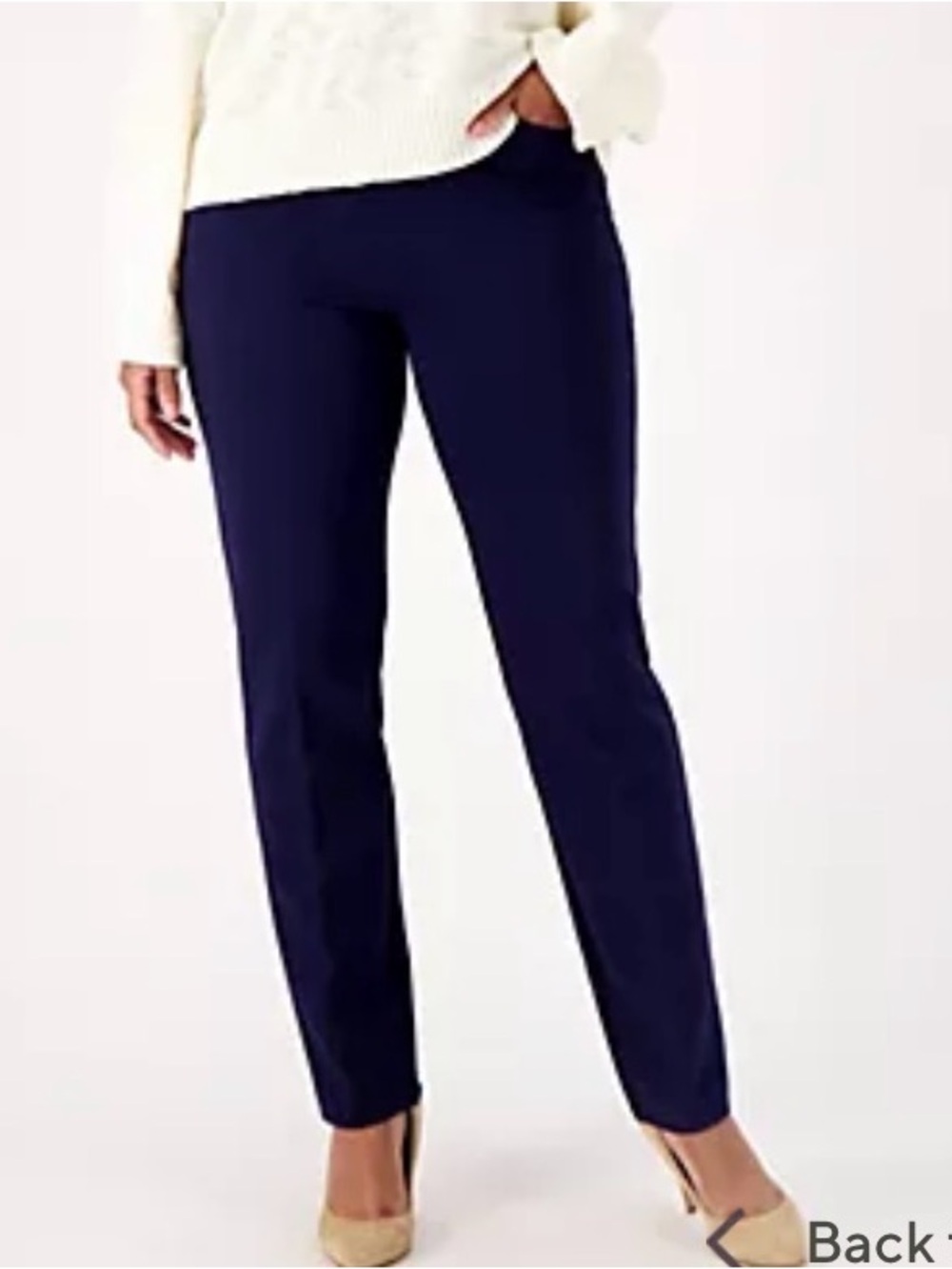 New Susan Graver Petite Smart Ponte Knit Slim Leg Navy Blue Pants / Petite Large